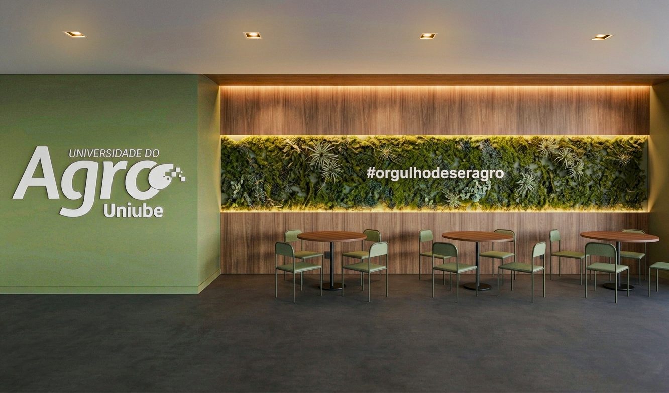 Espaço de convivência com jardim vertical — #orgulhodeseragro